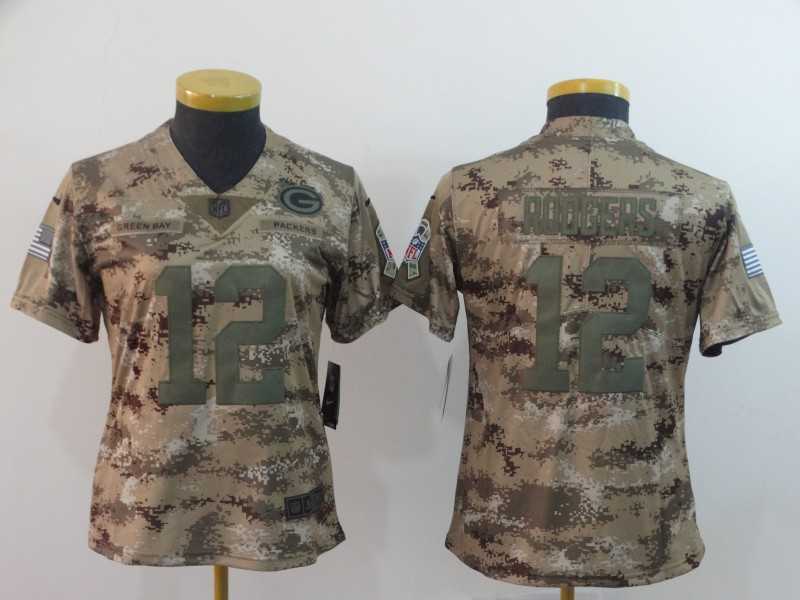 Women Nike Packers 12 Aaron Rodgers Camo Salute To Service Limited Jersey